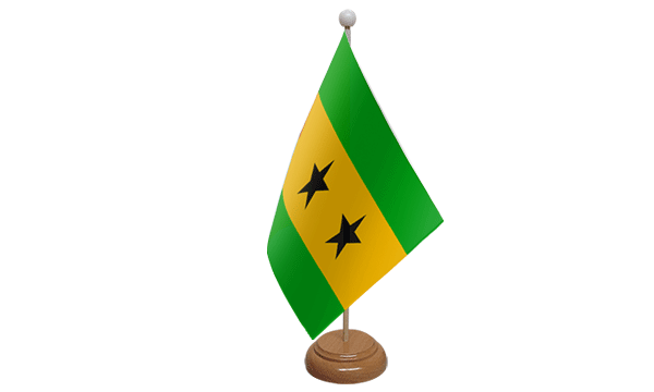 Sao Tome and Principe Small Flag with Wooden Stand